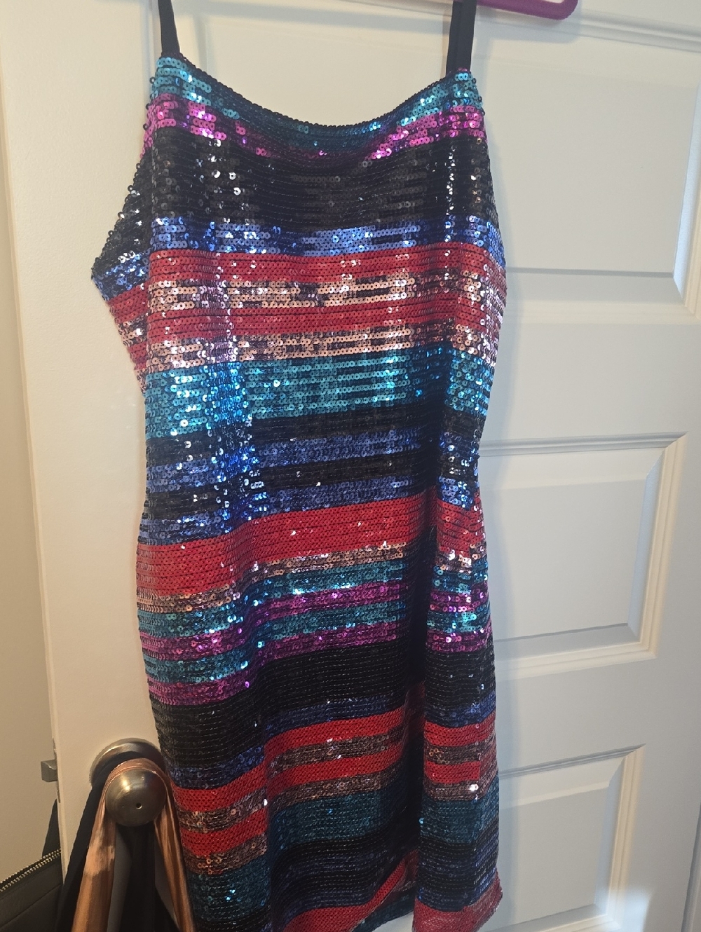 Wayf Multicolor Sequin Striped Mini Dress NWT